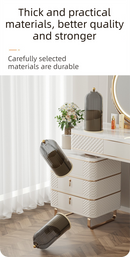 White 360° Rotating Makeup Brush Holder with Black Transparent Dust-Proof Sliding Door - Large Capacity Cosmetic Organizer, Professionaln Gradient Dual Zones