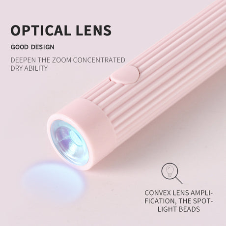 Pink Mini Handheld LED/UV Manicure Light with Digital Display & Fixed Stand - Portable One-Finger Curing Pen