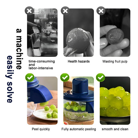 Blue Automatic Grape Peeler Machine - High-Efficiency & Mess-Free, Electric Fruit Skin Remover for Home Fruit-Lover & Commercial Tea Shops