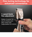 Gold K5 Lightweight Pet Precision Grooming Clipper - USB Rechargable, Low Noise Dog & Cat Hair Trimmer with 5-Level Adjustable Titanium Ceramic Blade & 4*Guide Combs