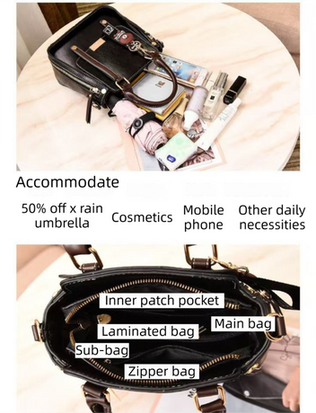Caramel Trendy Vertical Square PU Leather Moto Crossbody Bag & Tote with 5-Pocket Organized Compartments & Adjustable Strap