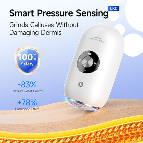 White A1 Compact Electric Foot Dead Skin and Callus Remover - IPX6 Pedicure Tool with 3-Speed Mode & Dual 360°Rotating Stainless Steel Heads