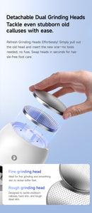Black A1 Compact Electric Foot Dead Skin and Callus Remover - IPX6 Pedicure Tool with 3-Speed Mode & Dual 360°Rotating Stainless Steel Heads