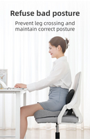 Grey Ergonomic Memory Foam Seat Cushion & Lumbar Support(44x42x32CM) - Relieves Sciatica & Corrects Posture with Breathable Cover
