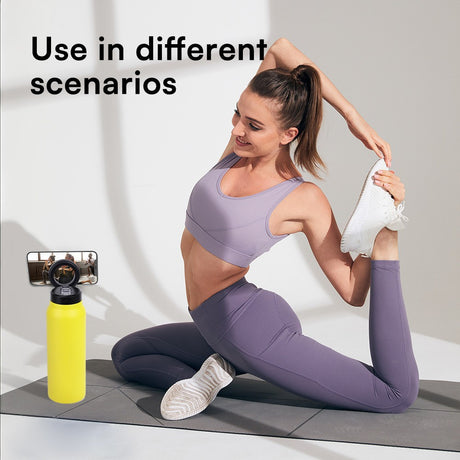Sliver 24oz Stainless Steel Insulated Water Bottle With 90° Adjustable Vertical/Horizontal Magnetic Phone Holder - Ringo Style Magnetic Lid Sport Flask
