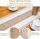 White-Brown Bohemian Woven Dining Mat with Tassels(30X50CM) - Wrinkle-Resistant Striped Placemat for Wedding, Holiday & Outdoor Party
