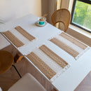 White-Brown Bohemian Woven Table Runner with Tassels(30X183CM) - Wrinkle-Resistant Striped Table Scarf for Wedding, Holiday & Outdoor Party