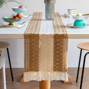 White-Brown Bohemian Woven Table Runner with Tassels(30X183CM) - Wrinkle-Resistant Striped Table Scarf for Wedding, Holiday & Outdoor Party