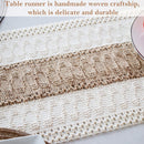 White-Green Bohemian Woven Table Runner with Tassels(30X183CM) - Wrinkle-Resistant Striped Table Scarf for Wedding, Holiday & Outdoor Party