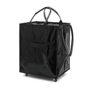 Black Portable Folding Shopping Trolley Bag(50x40x30CM) - Durable Woven Fabric, Reusable Grocery Bag with Wheels for Effortless Travel