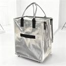 Sliver Portable Folding Shopping Trolley Bag(50x40x30CM) - Durable Woven Fabric, Reusable Grocery Bag with Wheels for Effortless Travel