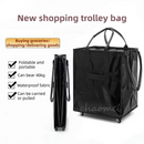 Rose-Gold Portable Folding Shopping Trolley Bag(50x40x30CM) - Durable Woven Fabric, Reusable Grocery Bag with Wheels for Effortless Travel