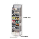 Black 8-Tier Over-the-Door Shoe Organizer with 7 Slanted & 1 Flat & 6 Side Pockets - Multi-Functional Wall Mount  for Shoes, Bags and Towels