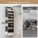 Black 8-Tier Over-the-Door Shoe Organizer with 7 Slanted & 1 Flat & 6 Side Pockets - Multi-Functional Wall Mount  for Shoes, Bags and Towels