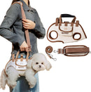 Beige 4-in-1 Multi-Functional Pet Carrier Bag with Detachable Strap & 1.5M Traction Rope - Lightweight Breathable Travel Sling for Cats & Dogs - Sizes M(Up to 6.5kg)