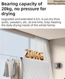 White 4.2M Heavy Duty Invisible Retractable Clothesline - Rustproof & Drill-Free Laundry Hanger with 20kg Load Capacity