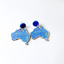 4-Pair Wooden Australia Map Silhouette Earrings - Lightweight Geometric Ear Drops, Cultural Decor Gift