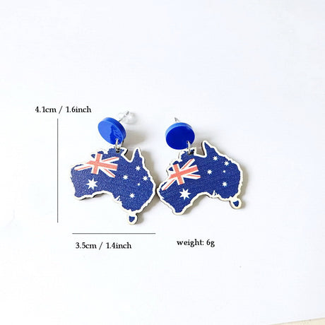 Wooden Australia Map Silhouette Earrings - Lightweight Geometric Ear Drops, Cultural Decor Gift(Style 1)