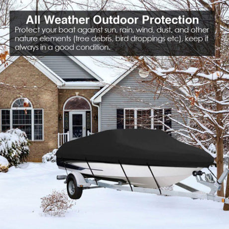 Black Heavy-Duty V-Hull Shield for 20 to 22 FT Yachts - All-Weather Water / Dust / UV Resistant 190T Silver Coated  Marine Protector