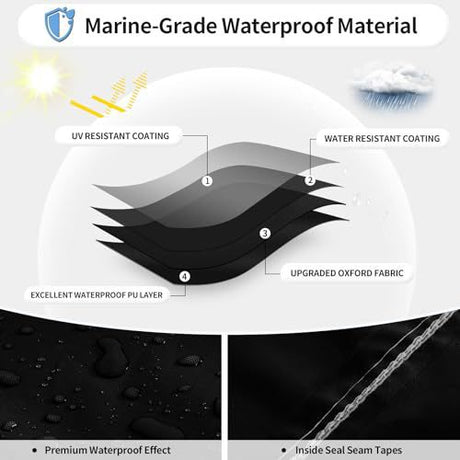 Sliver Heavy-Duty V-Hull Shield for 16 to 18 FT Yachts - All-Weather Water / Dust / UV Resistant 190T Silver Coated  Marine Protector