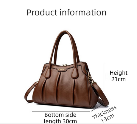 Black Women's Premium Wear-Resistant Leather Shoulder Bag - Vintage Frame Kiss-Lock Handbag & Crossbody Satchel