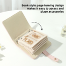 White Nappa Leather Anti-Oxidation Jewelry Storage Book with 5 Velvet Pouches - Compact Organizer for Watches, Earrings, Rings & Gold Ornaments