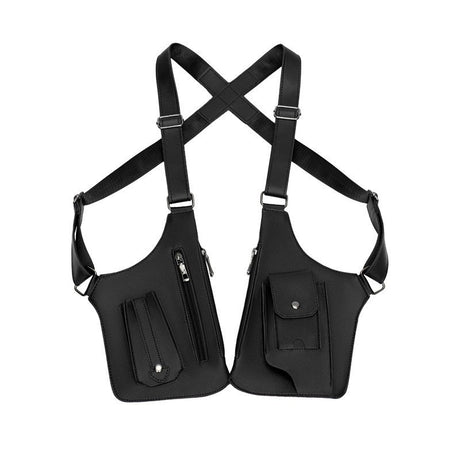 Black Multi-functional Expandable Men's Tactical Chest Rig Bag - Waterproof & Lightweight Retro Underarm Pack