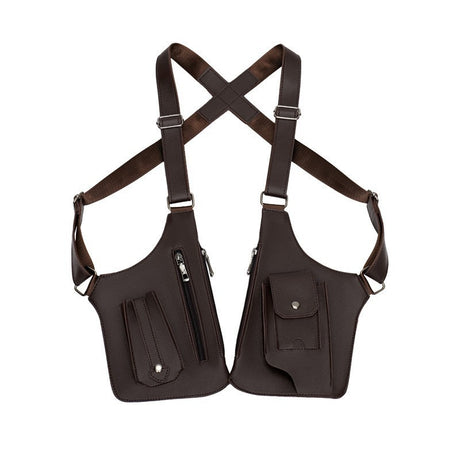 Coffee Multi-functional Expandable Men's Tactical Chest Rig Bag - Waterproof & Lightweight Retro Underarm Pack