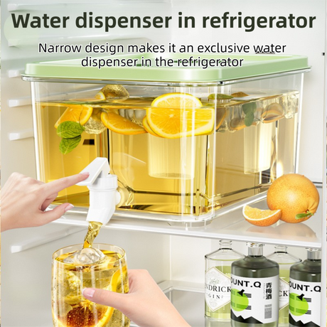 3L Compact Fridge-Ready Cold Drink Dispenser with Spigot, Timer and Infuser Filter - Food-Grade PP & Heat Resistant Fruit Tea Tank