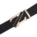 Men's Fashionable Z Style Sliver Automatic Buckle Sleek Business Suit Belt - Adjustable No-Hole Waistband (3.5cm Width & 120cm Length)