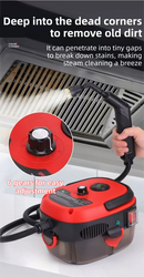 Red Portable High-Pressure Steam Cleaner with 1000ml Tank & 7-Piece Pro Brushes/Spray Nozzle Kit - 131°C High-Temp Deep Cleaning Machine for Kitchen Grease and Home Sanitization