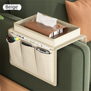 Beige Foldable  Sofa Armrest Organizer With 3-Zones - 20kg Load Capacity, Thickended Oxford Cloth Storage Bag for Dorms, Cars & Living Rooms