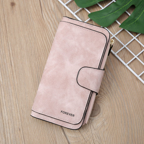 Pink Large Capacity Long Wallet Frosted PU Leather Clutch Bag with 14 Card Slots and Zipper Compartment fits Smartphone for Everyday Use Australia