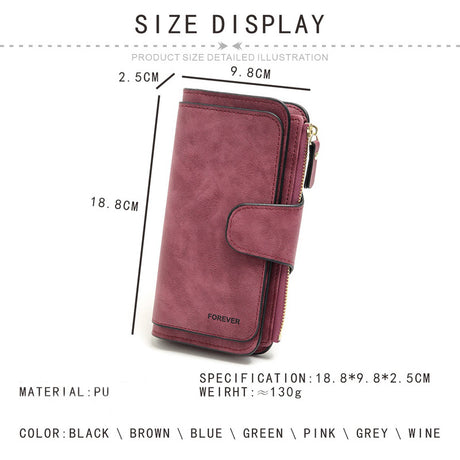 Pink Large Capacity Long Wallet Frosted PU Leather Clutch Bag with 14 Card Slots and Zipper Compartment fits Smartphone for Everyday Use Australia