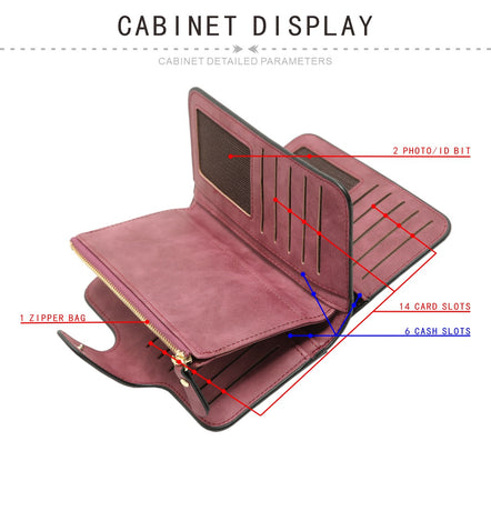 Brown Large Capacity Long Wallet Frosted PU Leather Clutch Bag with 14 Card Slots and Zipper Compartment fits Smartphone for Everyday Use Australia