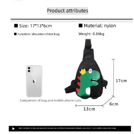 Blue Kids Cartoon Dinosaur Chest Bag Cute Lightweight Nylon Crossbody Shoulder Pack for Toddlers Outings and Travel New Arrival Gift