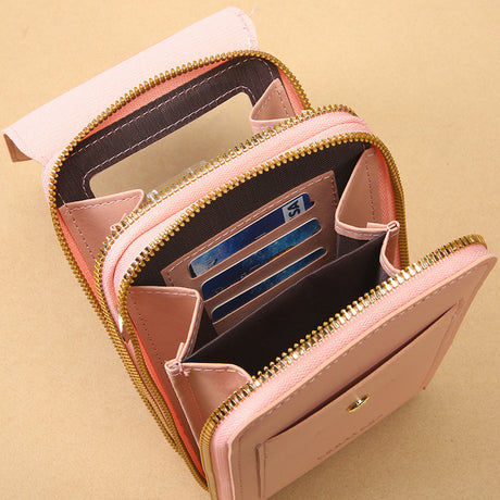 Brown Touch Screen Crossbody Phone Bag for Women Small Shoulder Purse with Dual Zippers and Card Slots Compact Travel Pouch Australian Lifestyle