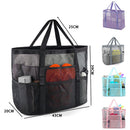 2-PCS Grey Mesh Beach Tote Bag – Large Capacity Swim Gear Organizer with Multiple Pockets for Shoes, Swimsuits, and Essentials
