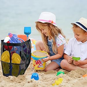 2-PCS Pink Mesh Beach Tote Bag – Large Capacity Swim Gear Organizer with Multiple Pockets for Shoes, Swimsuits, and Essentials