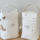 Leaves Quilted Nappy Storage Bag Portable Diaper Organizer Mommy Travel Pouch with Zipper 28x18x6cm for Australian Families and Stroller Use