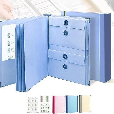 Blue Important Document Organizer Folder with 10 Manila Envelopes and Acid-Free Paper for Home Office Estate Planning and Aussie Travel