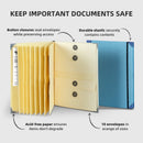 Blue Important Document Organizer Folder with 10 Manila Envelopes and Acid-Free Paper for Home Office Estate Planning and Aussie Travel