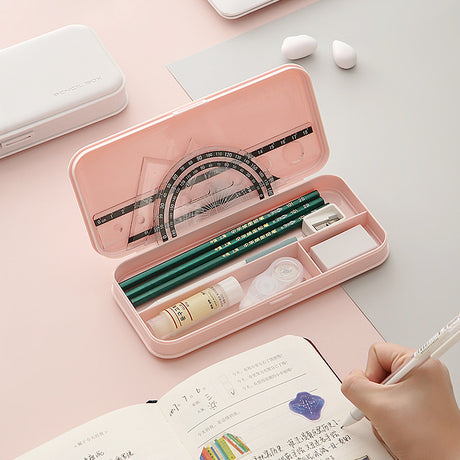 3-Pack Pink Macaron Color Pencil Case with Multi-Compartment Storage Waterproof PP Stationery Organizer for Australian Students School Essentials