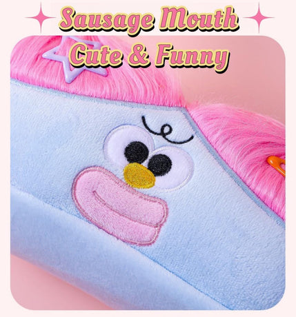 Purple Funny Plush Big Eye Monster Pencil Case with DIY Messy Hair Large Capacity Stationery Pouch for Australian Students and School Gift