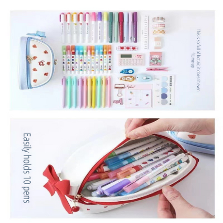 Purple Large Capacity Double Layer Pencil Case Waterproof PU Leather Stationery Organizer for Australian Students and Office Use High Capacity Makeup Bag