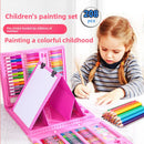 Pink 208-Piece Kids Art Set with Built-in Trifold Easel Drawing and Painting Kit for Students with Watercolor Pens Crayons and Pencils for Aussie Homes