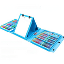 Blue 208-Piece Kids Art Set with Built-in Trifold Easel Drawing and Painting Kit for Students with Watercolor Pens Crayons and Pencils for Aussie Homes