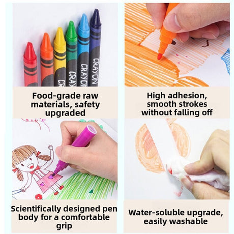 Blue 208-Piece Kids Art Set with Built-in Trifold Easel Drawing and Painting Kit for Students with Watercolor Pens Crayons and Pencils for Aussie Homes