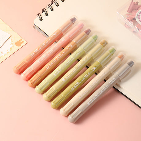 Morandi Color Solid Gel Highlighters 8 Pack No Bleed Dry Highlighter Pens for School Office Journaling and Aussie Students Stationery Kit