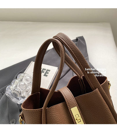 Yellow Retro 2-Piece Women's Bucket Bag Set with Removable Inner Pouch PU Leather Crossbody Handbag and Fashionable Tote for Australian Everyday Use